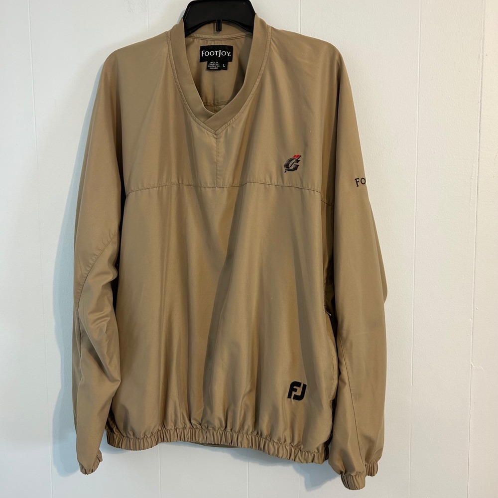 FootJoy‎ Golf Pullover Jacket Men's L Tan V-Neck Long Sleeve Lightweight
